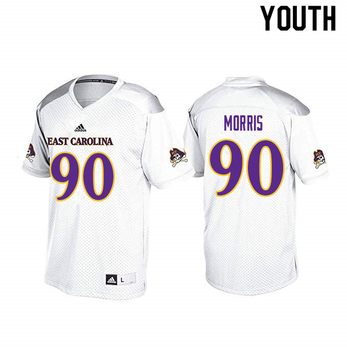 Youth #90 Elijah Morris ECU Pirates College Football Jerseys Sale-White